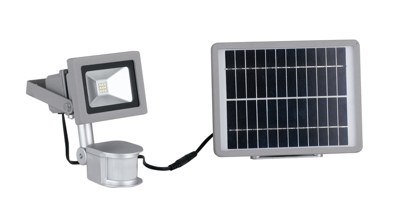Proiettore Silver con Sensore e Pannello Solare Tenuta Stagna Led 9 watt 5000 kelvin Intec LED-ELIOS-SOLAR-1