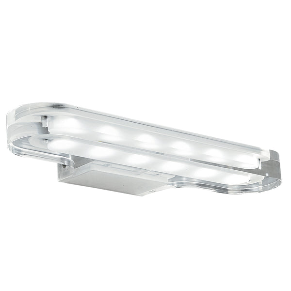 Applique Bagno Alluminio Cromo Profilo Acrilico Trasparente Led 6 watt Luce Calda prezzo