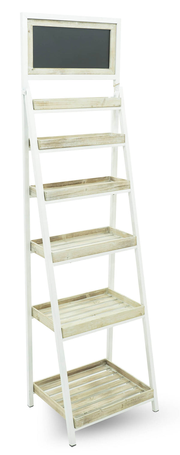 Portapiante Fioriera da Giardino 55x44x197 cm in Ferro e Legno Leyla Bianca sconto