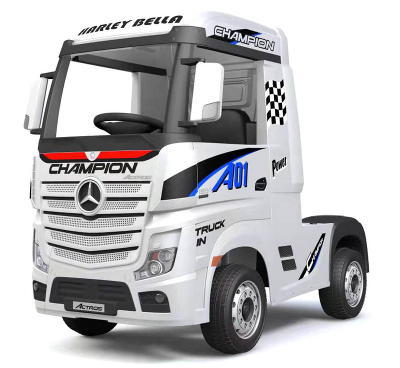 Camion Elettrico Truck per Bambini 12V Mercedes Actros Bianco-1