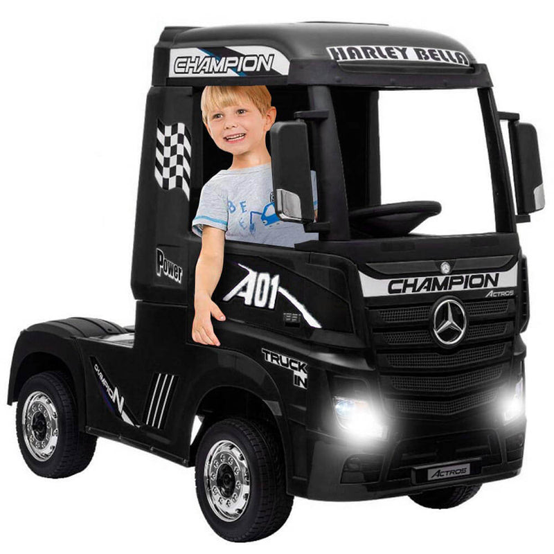 Camion Elettrico Truck per Bambini 12V Mercedes Actros Nero-6