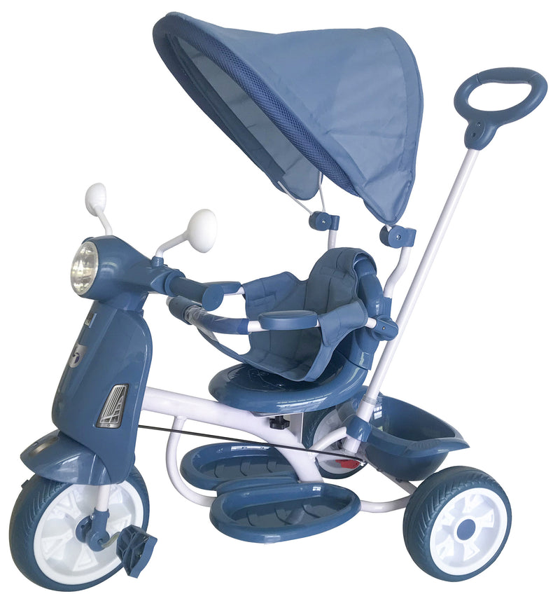 Triciclo Passeggino con Seggiolino Reversibile per Bambini Kid Go Blu-1