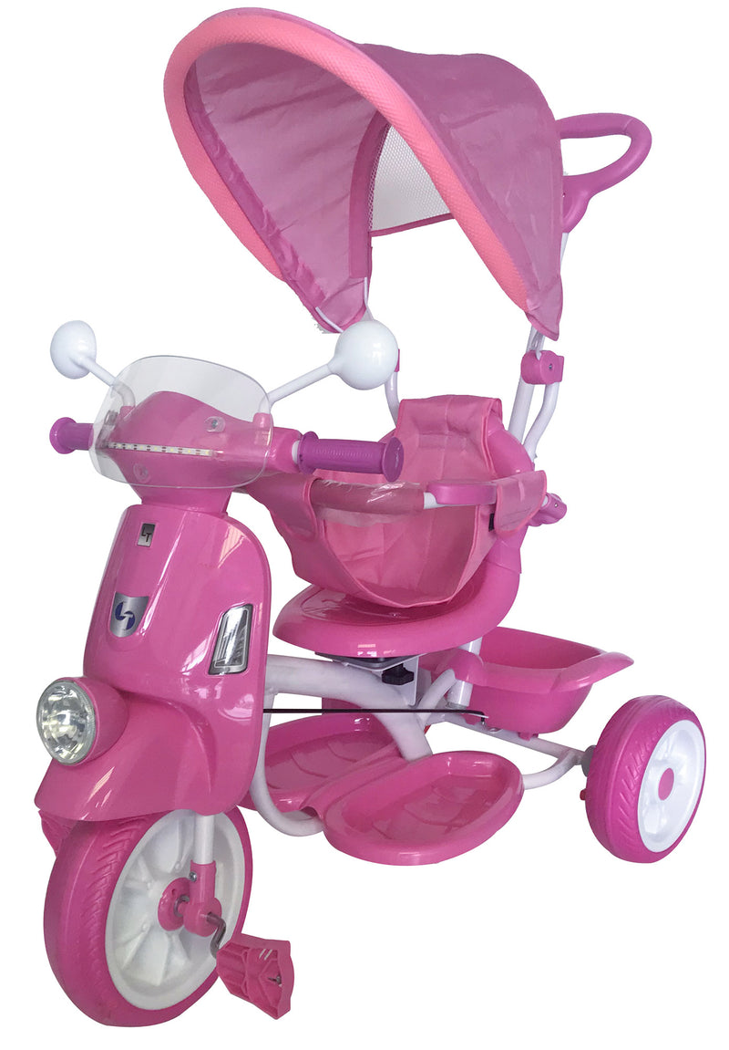 Triciclo Passeggino con Seggiolino Reversibile per Bambini Rosa-1