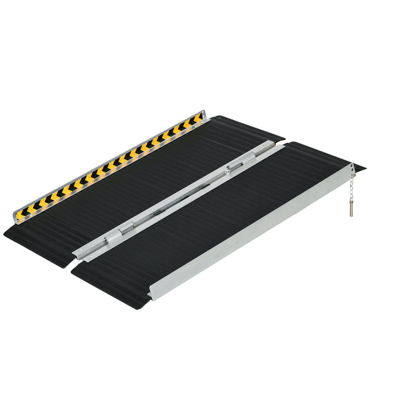 Rampa per Sedia a Rotelle Pieghevole 91x73,6x5,1 cm con Deflettori e Adesivi in Alluminio Nero online