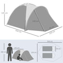Tenda da Campeggio a Cupola per 2 Persone Estensibile 350x220x145 cm con 4 Porte e 3 Finestre Grigio-3