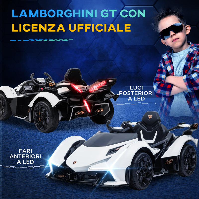 Macchina Elettrica per Bambini 12V con Licenza Lamborghini V12 Vision Gran Turismo Bianco-7