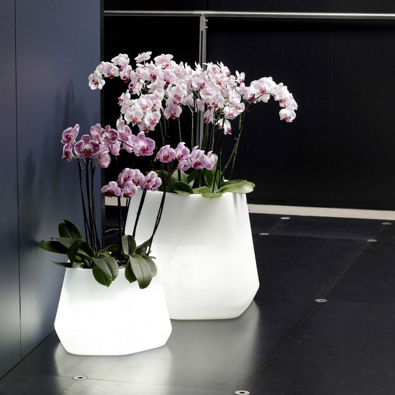 Vaso Luminoso da Giardino a LED 49x40x95 cm in Resina 5W Magnolia Bianco Neutro-5