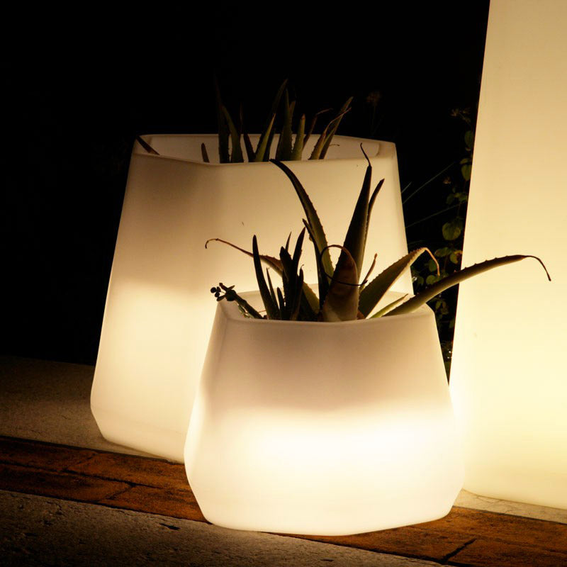 Vaso Luminoso da Giardino a LED 40x35x27 cm in Resina 5W Magnolia Bianco Caldo-7