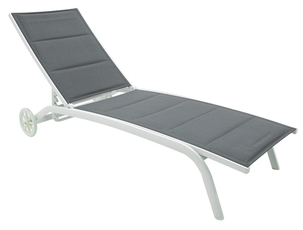 acquista Lettino Prendisole da Giardino 190x30x62 cm in Alluminio e Textilene Milk Grigio