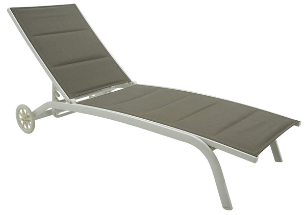 Lettino Prendisole da Giardino 190x30x62 cm in Alluminio e Textilene Milk Taupe acquista