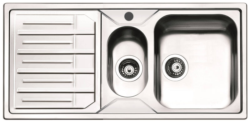 Lavello Cucina 1 Vasca e Mezza 100x50 cm in Acciaio Inox Apell Melodia  Gocciolatoio Sinistro – acquista su Giordano Shop