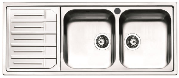 prezzo Lavello Cucina 2 Vasche 116x50 cm in Acciaio Inox Apell Melodia Gocciolatoio Sinistro