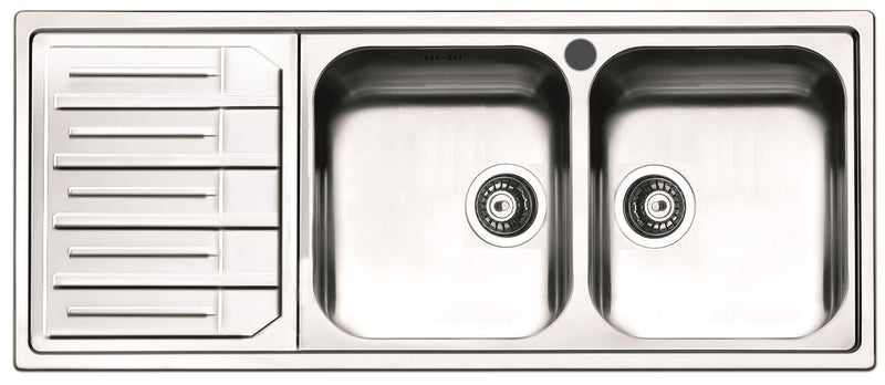 Lavello Cucina 2 Vasche 116x50 cm in Acciaio Inox Apell Melodia Gocciolatoio  Sinistro – acquista su Giordano Shop