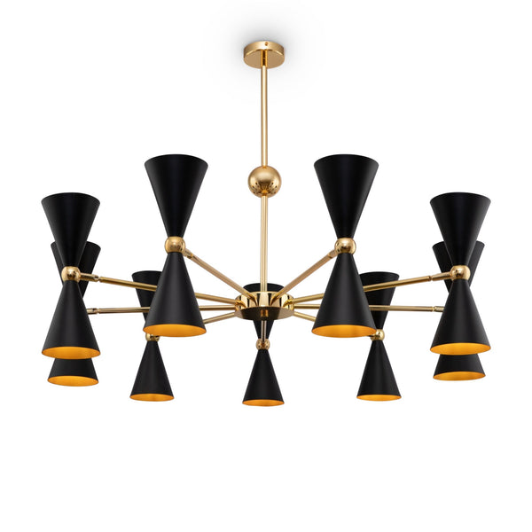 Lampada pendente Modern in Metallo Vesper Nero con Oro sconto