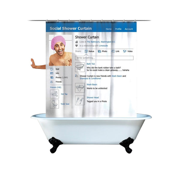 acquista Tenda per doccia 180x180 cm con finestra trasparente Social Network
