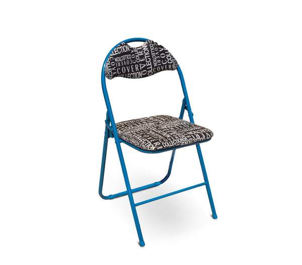 Sedia pieghevole in metallo con schienale e seduta imbottiti Coveri Blu online