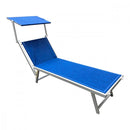 Lettino Prendisole alluminio 180x60x40 cm con parasole Luxurious Beach Blu-1