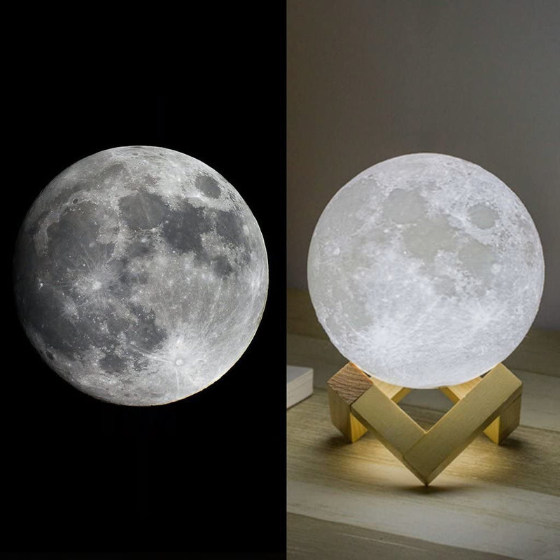 Lampada da Tavolo a LED 3D Accensione Touch a Forma di Luna-4