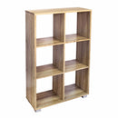 Libreria in legno 60x24xH99 cm a caselle con 6 ripiani dotata di piedini Rovere-3