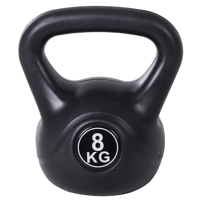 Kettlebell Fitness 8 Kg in PVC con Sabbia e Maniglia Nero-1