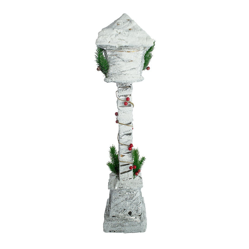 Lampione di Natale H60 cm in Metallo e Poliestere con Glitter e Luce-5