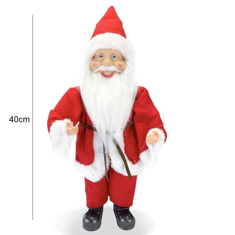Pupazzo Babbo Natale H40 cm con Minilucciole Rosso-4