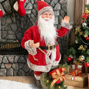 Pupazzo Babbo Natale H80 cm con Luci e Movimento Rosso e Grigio-4