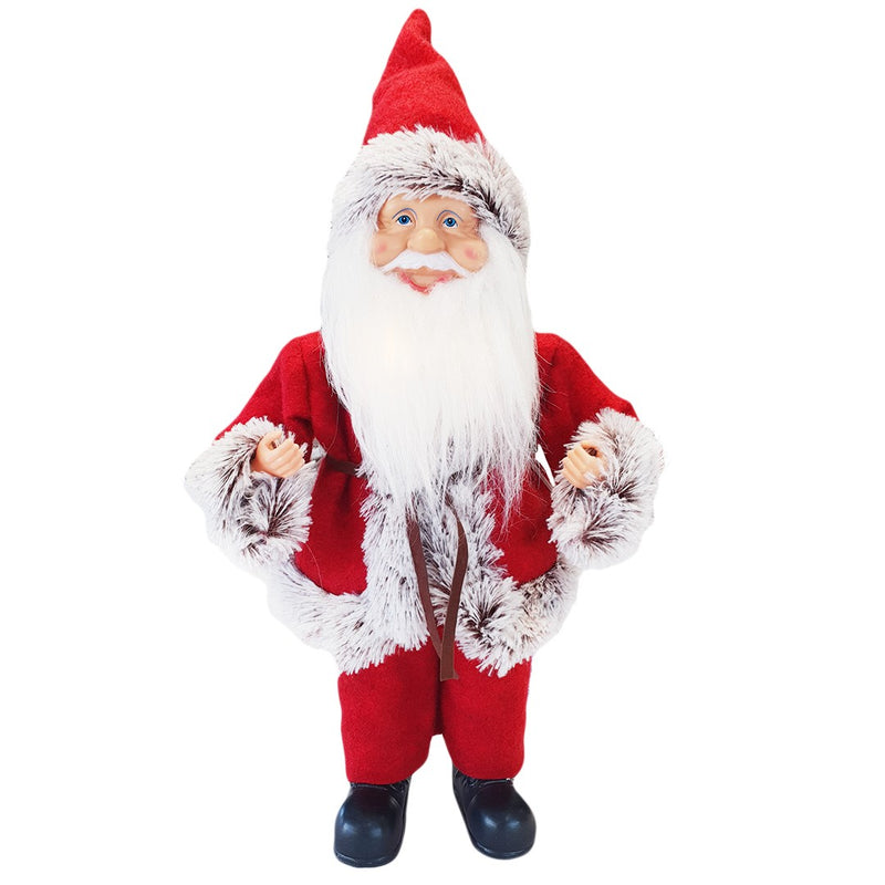 Pupazzo Babbo Natale H40 cm con Minilucciole Rosso e Grigio-1