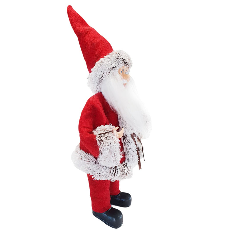 Pupazzo Babbo Natale H40 cm con Minilucciole Rosso e Grigio-3