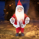 Pupazzo Babbo Natale H40 cm con Minilucciole Rosso e Grigio-5
