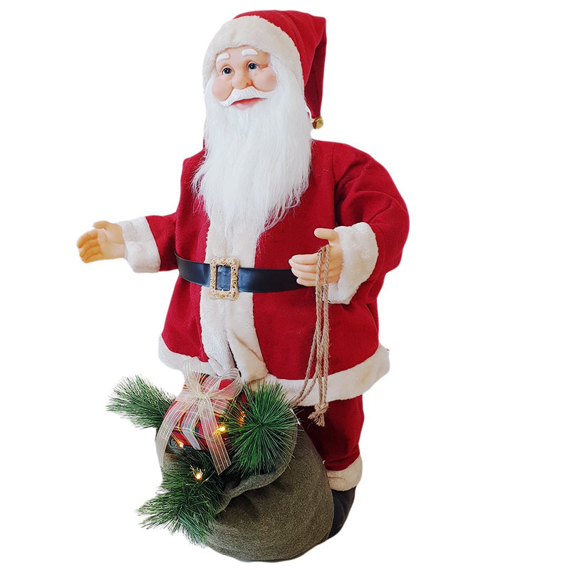 Pupazzo Babbo Natale H80 cm con Luci e Movimento Rosso-2