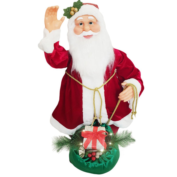 Pupazzo Babbo Natale H80 cm con Luci e Movimento Rosso sconto