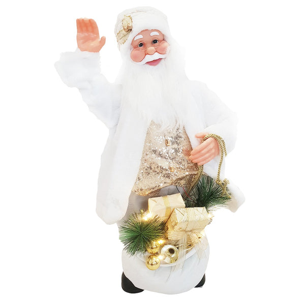 Pupazzo Babbo Natale H80 con Luci e Movimento Bianco e Oro acquista