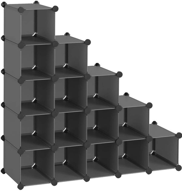 prezzo Libreria Modulare con Cubi in PVC 53 Pezzi Componibili Nera