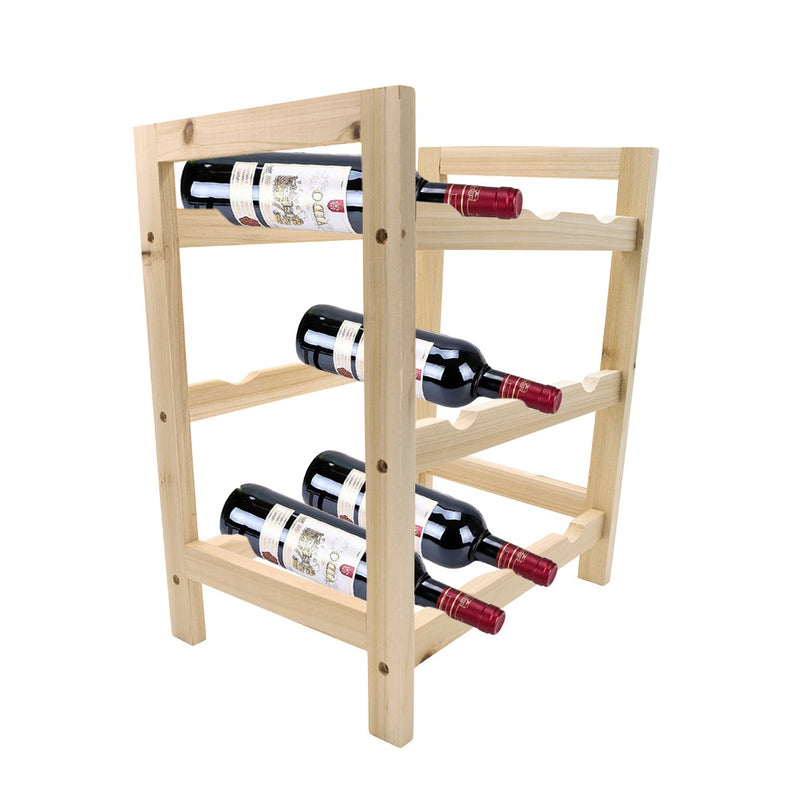 Espositore portabottiglie vino da 9 posti cantinetta in legno chiaro-4