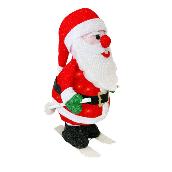 sconto Babbo Natale con Scii 20X30X61 cm Luci e Movimento Decorazione Natalizia