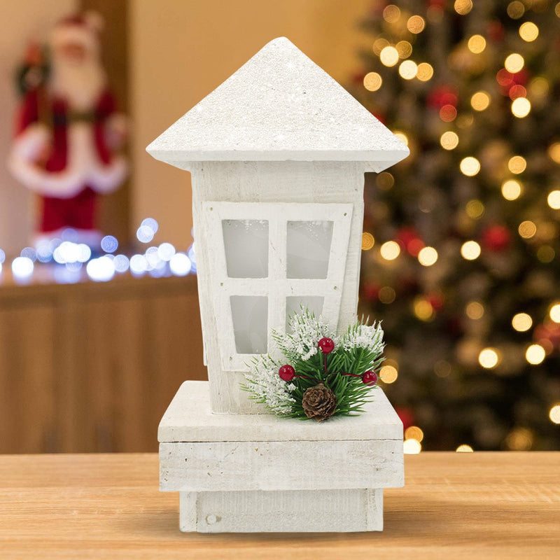 Lanterna di Natale in legno con glitter e illuminazione-4