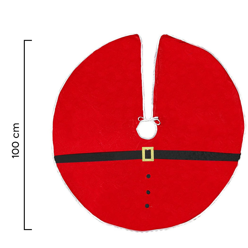 Copri base Albero di Natale in Tessuto Rosso cm Ø100-5