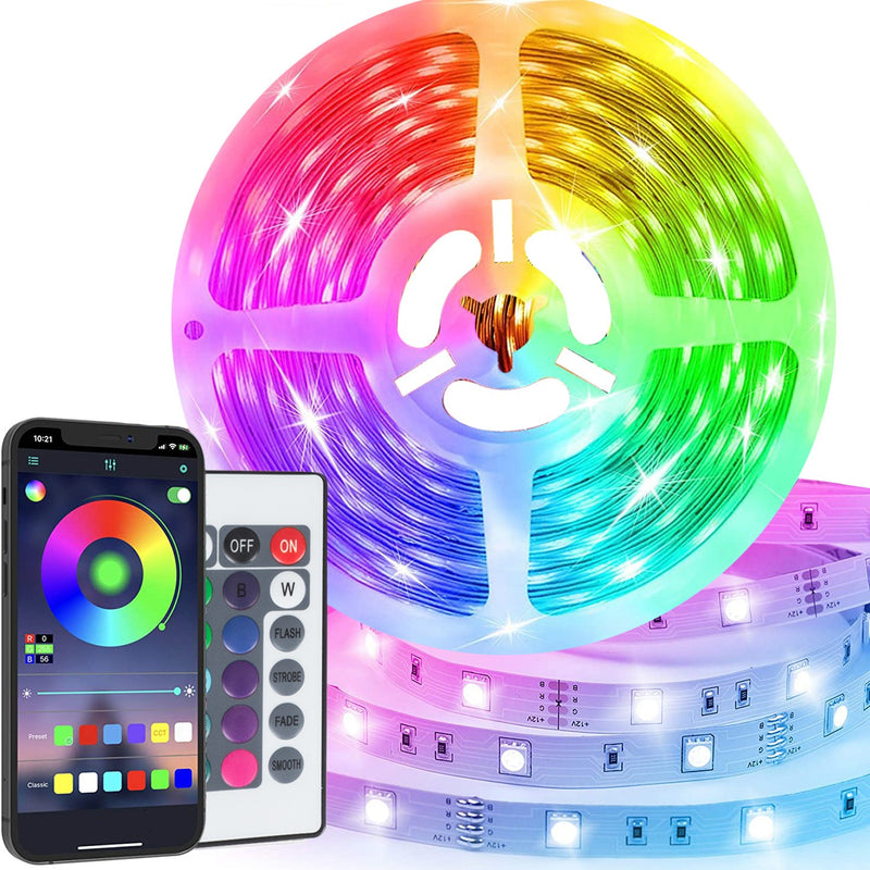 Strip LED RGB 5m Luminosità Colore Ritmo Regolabile con APP o Telecomando-1