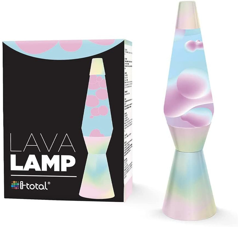 Lampada Lava Lamp 40cm Rainbow Dream Base Colori Pastello Magma