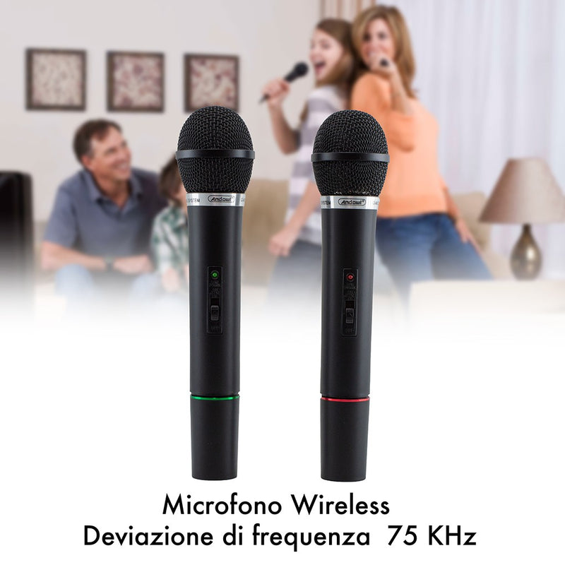 Microfoni Wireless per Karaoke Ricevitore 2 Canali Canto e Presentazioni-2