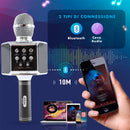 Microfono Karaoke Wireless con Luci Led Registra Canta e Riproduce Musica Nero-2