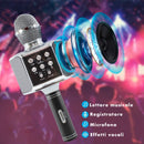 Microfono Karaoke Wireless con Luci Led Registra Canta e Riproduce Musica Nero-4