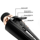 Microfono Karaoke Wireless Speaker Musica Bluetooth con USB per Feste Nero-3