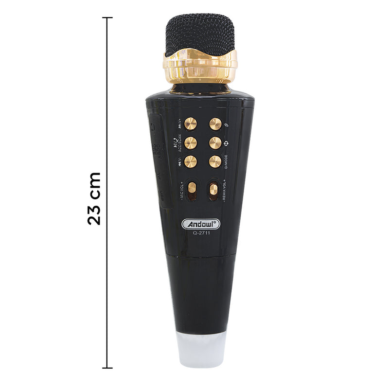 Microfono Karaoke Wireless Speaker Musica Bluetooth con USB per Feste Nero-4