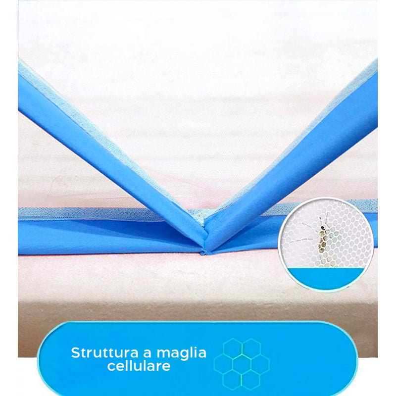 Zanzariera per Letto Pieghevole 190x135 cm Esagonale a Rete Nylon Blu-3