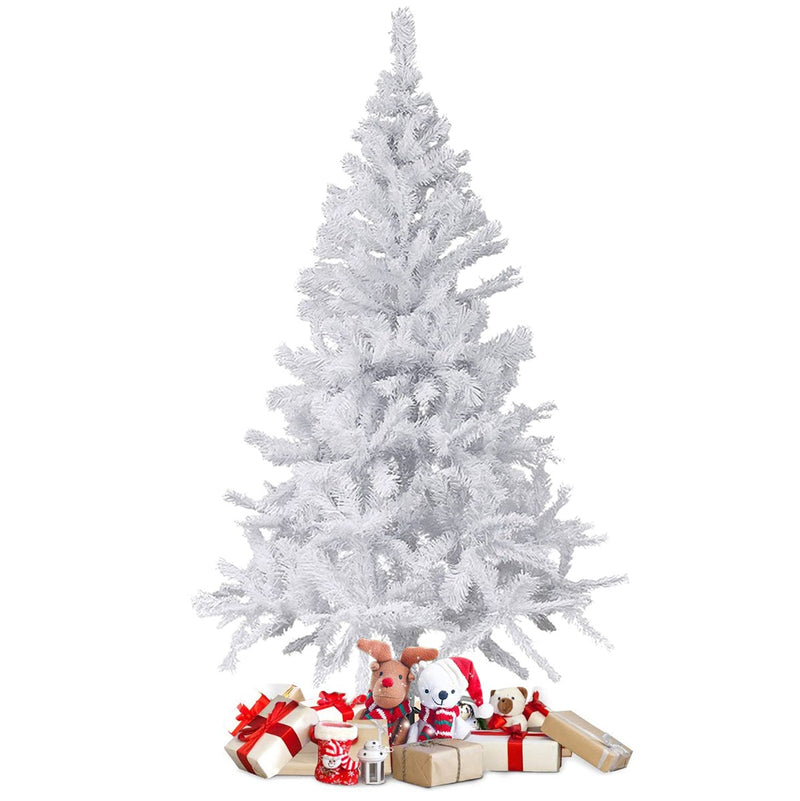 Albero di Natale Bianco 210 cm Abete Artificiale Rami Pieghevoli Bianco Natale-2