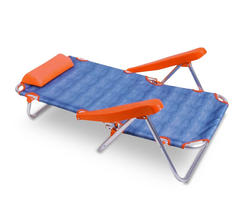 Spiaggina Pieghevole reclinabile in alluminio con braccioli e cuscino Arancione-3
