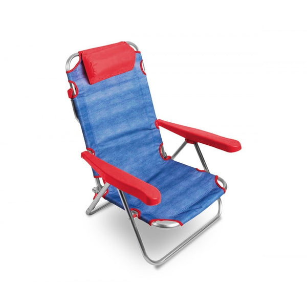 online Spiaggina Pieghevole reclinabile in alluminio con braccioli e cuscino Rosso