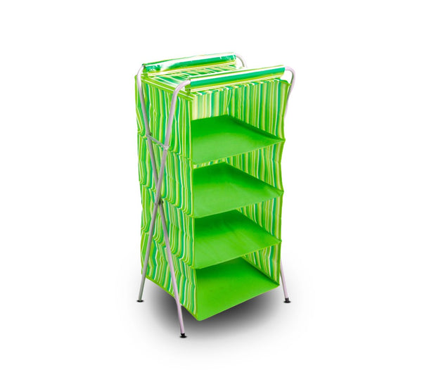 Organizer salvaspazio con supporto metallo 4 ripiani 80x40x32 cm Verde online